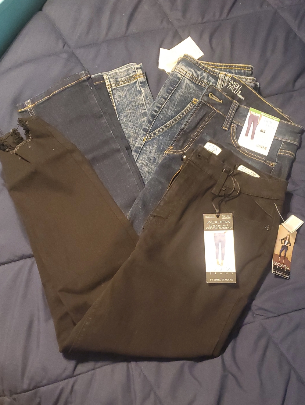 Women's Black and Denim Jeans Set